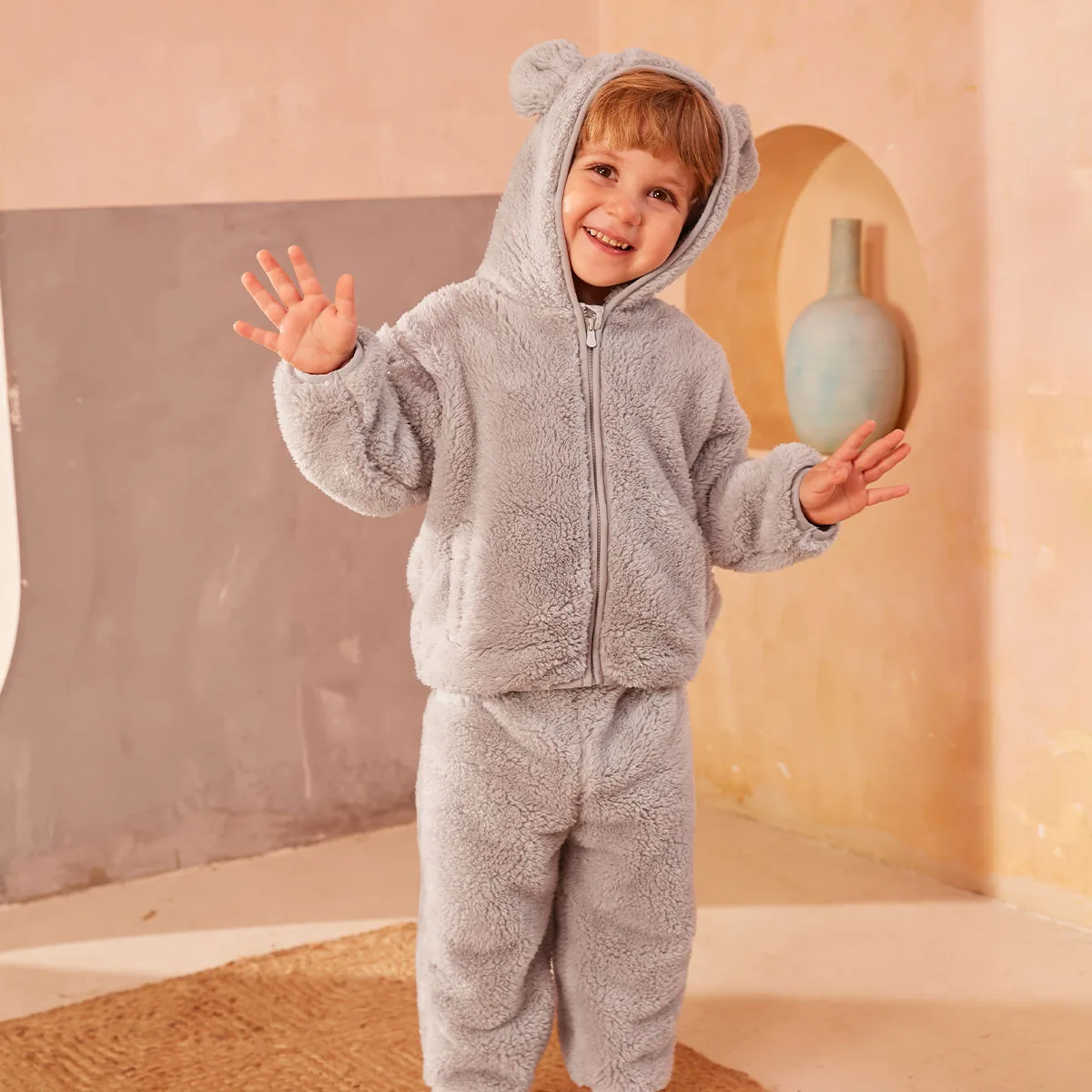 

Pureborn Baby Toddler Boys Girls Fleece Lounge Wear Casual Hooded Pajamas Set