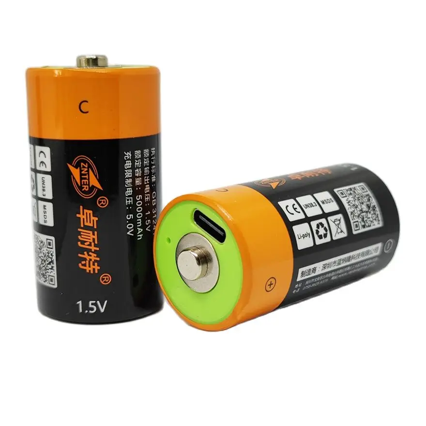 Znter 1.5v 7500mwh Bateria Recarregável c Lipo Lr14 Bateria para rc Câmera Drone Carga Rápida Através do tipo c Cabo 100 - Image 3