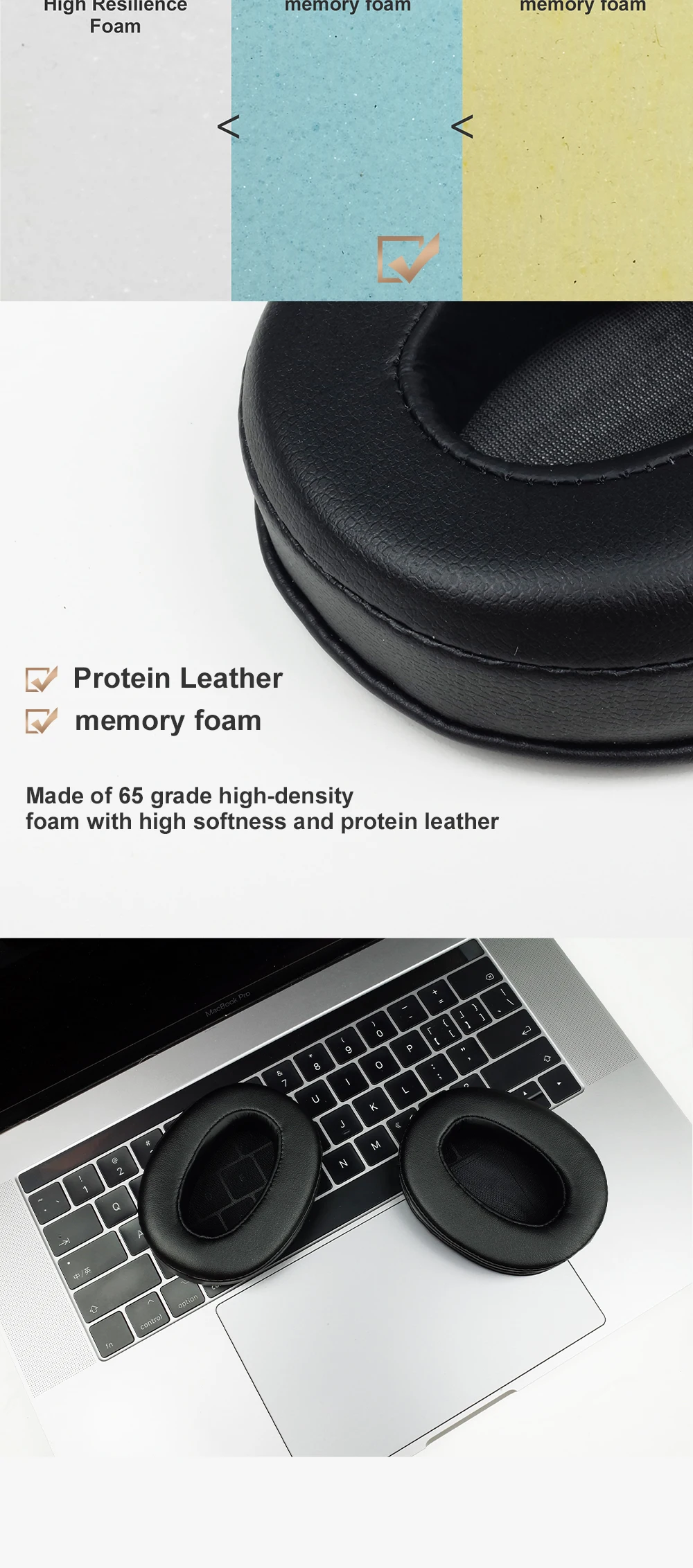 Earpads with SONY MDR-1ABT Protein leather Memory foam Ear Pads Cushions Replacement Over-Ear Headphones Soft Pro