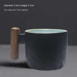Handcrafted Vintage Coffee Mug with Wooden Handle - 70ml (A)