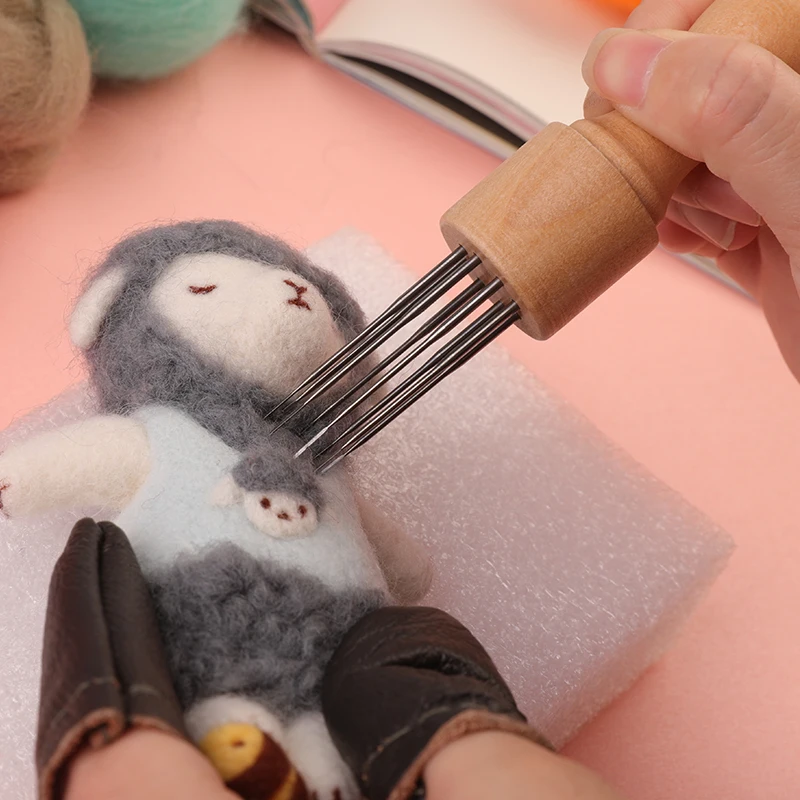 Needle Felting Kit, Wool Felting Kit-KRABALL Wool Felting Needles Kit, Wood Handle, Felting Needles, for Handmade Doll Making