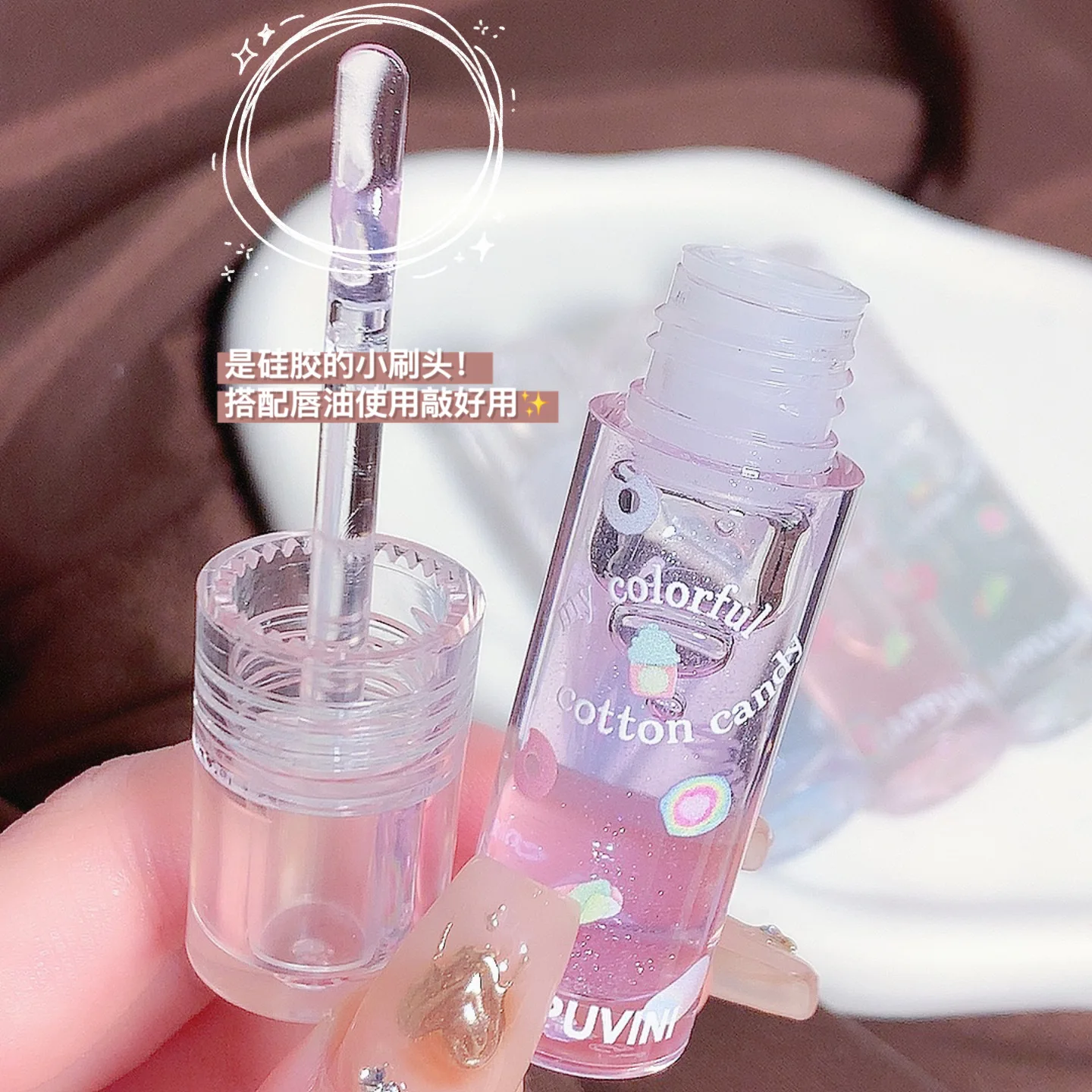 Cappuvini Peach Lip Oil Fresh Fruit Transparent Glass Lip Balm Long-Lasting Moisturizing Liquid Lipstick Lip Gloss Cosmetics 3