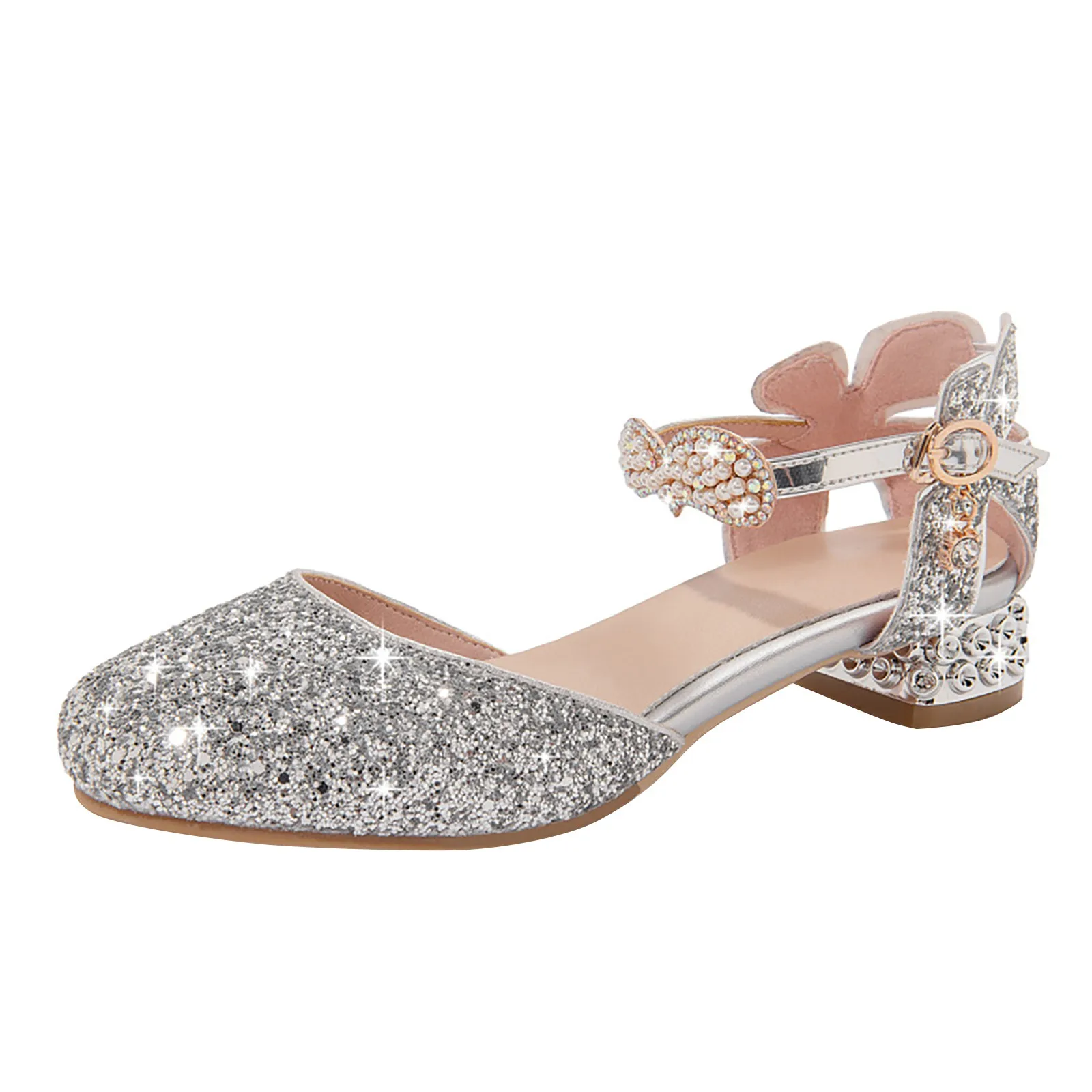 

Girls Sandals Grils Dress Shoes Wedding Party Close Toe Glitter High Heels For Kids Slides for Kids Shoes