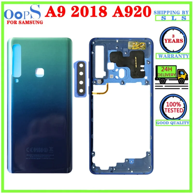 

Полноразмерный корпус для Samsung Galaxy A9 2018 A920F A920, средняя рамка ЖК-дисплея, задняя крышка аккумулятора, задняя крышка корпуса