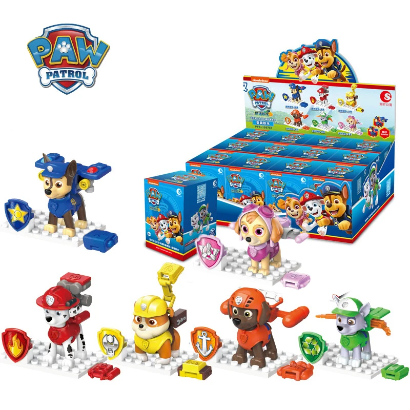 6/12 Pz Paw Patrol Rescue Knights Da Collezione Mini Figure Patroling Canine Ryder Chase Rocky Zuma Skye Macerie Giocattoli Per Bambini Regali