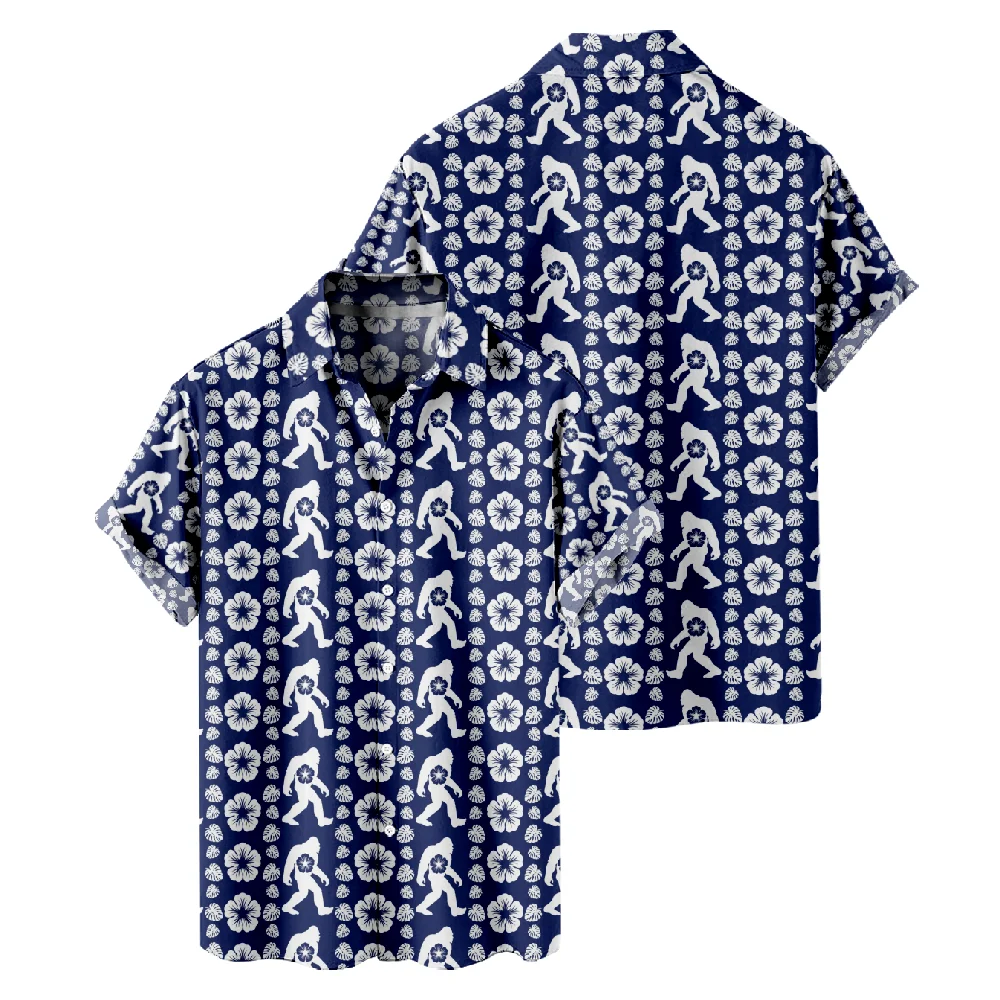 

Hawaiian Shirts for Men Cool Ape Man Print Short Sleeve Shirts Patchwork Style Summer Tops Breathable