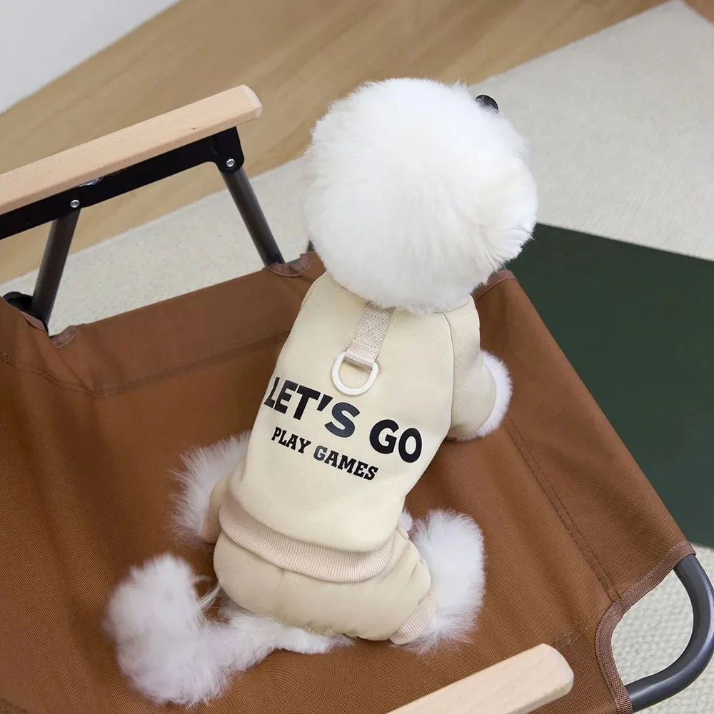 소형견용 4다리 후드 점프수트 강아지 옷 스포츠 강아지 풀오버 스웨트셔츠 강아..