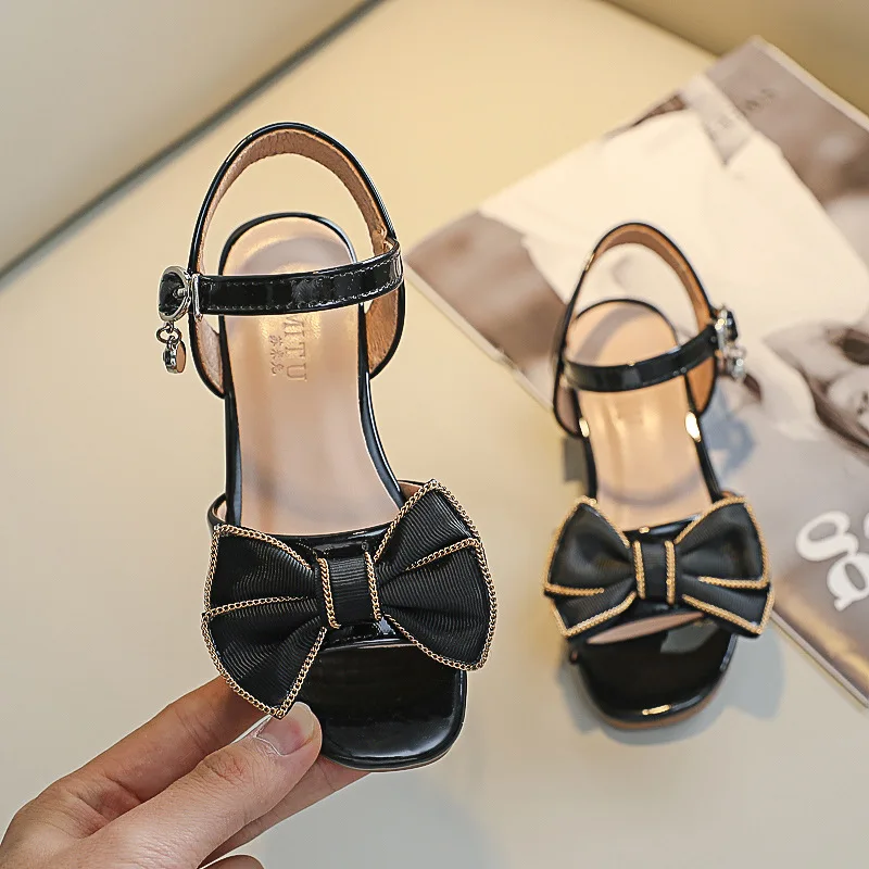 Sommer Mädchen Mode Sandalen Kinder Low Heel Bogen Sandalen Prinzessin Freizeit schuhe schicke koreanische Stil Kinder Studenten Open-Toe Sandalen