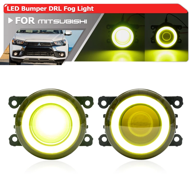 

Бампер JDM желтый DRL Halo H11 светодиодные противотуманные фотонаборы для Mitsubishi Outlander Pajero/ Pajero Sport L200 ASX Lancer Ralliant