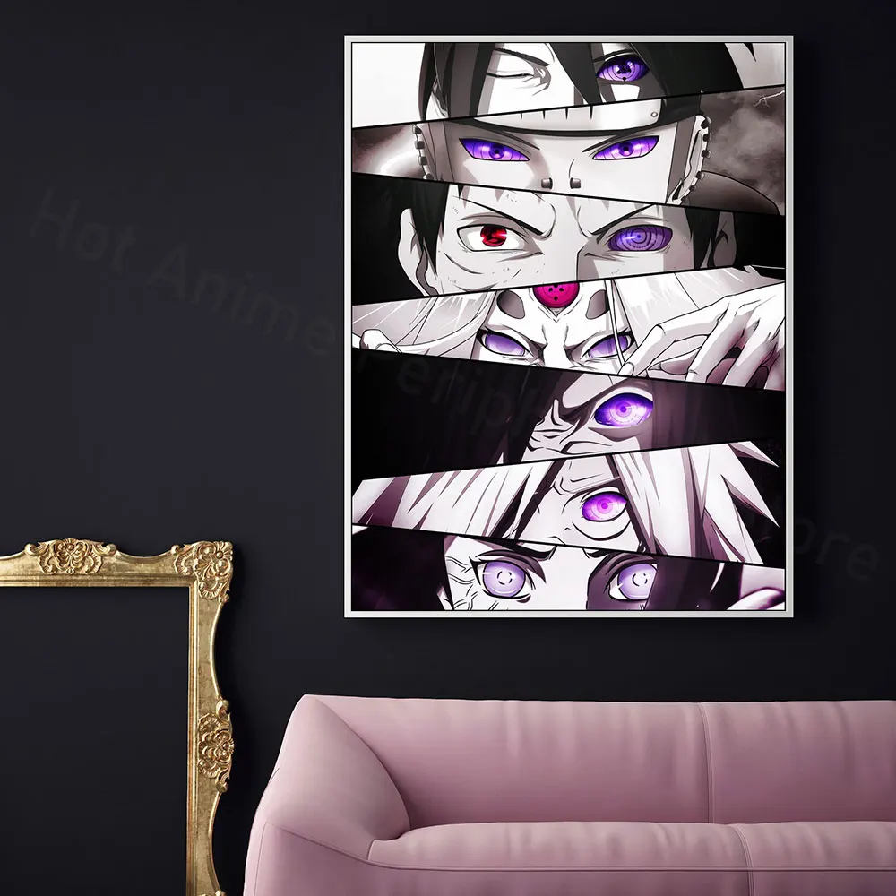 thumbnail image 1 of Figuras de Anime Naruto Dragon Ball, Goku, Kakashi, carteles con ojos en lienzo para pared, pintura artística, mural para decorar la habitación de los niños y el hogar, 1 of 5