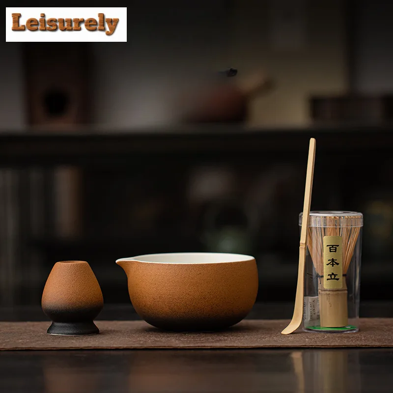 Ancient Japanese Matcha Set With Ceramic Bowl Bamboo Matcha Whisk And Tea Scoop For Tea Lovers Gifts Tea-making Tool Accessories