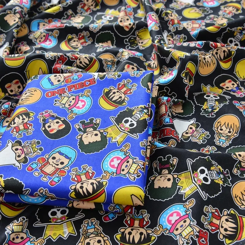 

Q Version One Piece Fabric Pure Cotton Cartoon Printed Clothes Cotton Black Bottom Toys Fashion Classic Fabric Cotton