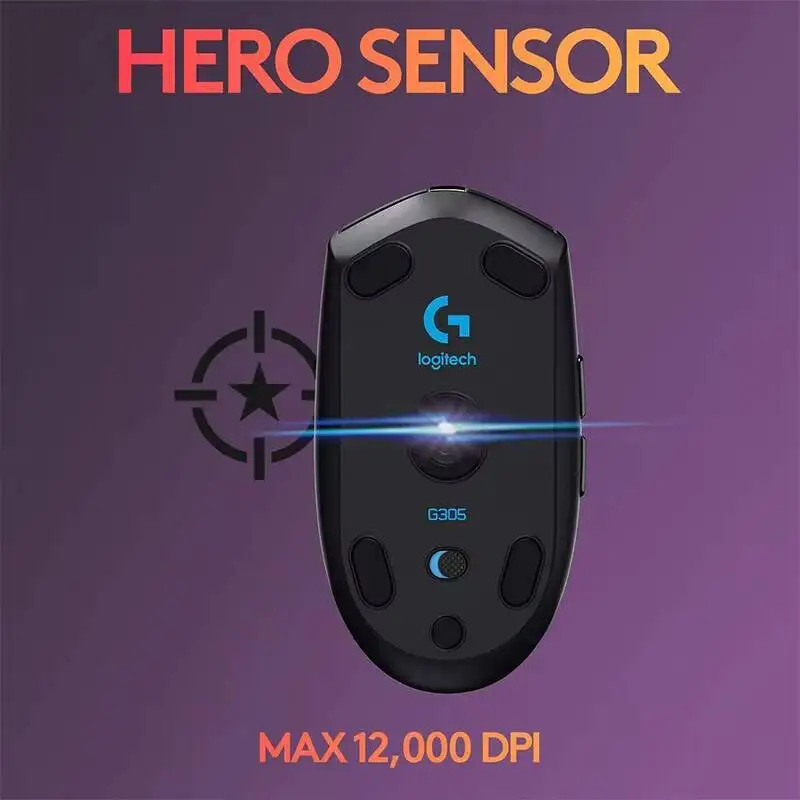 LIGHTSPEED 게이밍 마우스 로지텍 G305, 12000 DPI HERO, 6버튼, 250시간 배터리, 99g, LIGHTSPEED 1ms, PC Mac 노트북