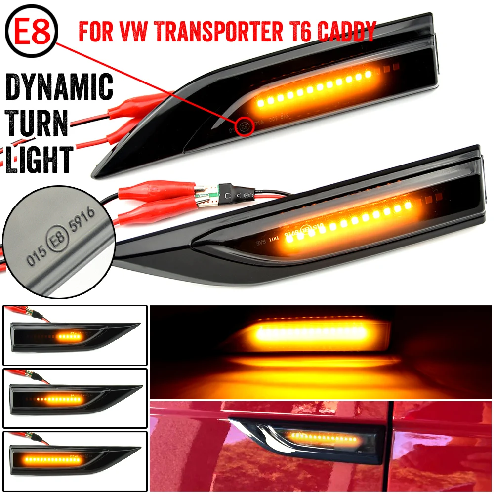 

LED Dynamic Side Marker Turn Signal Light For VW Transporter T6 Multivan Caddy MK4 Sequential Blinker 2015 2016 2017 2018 2019