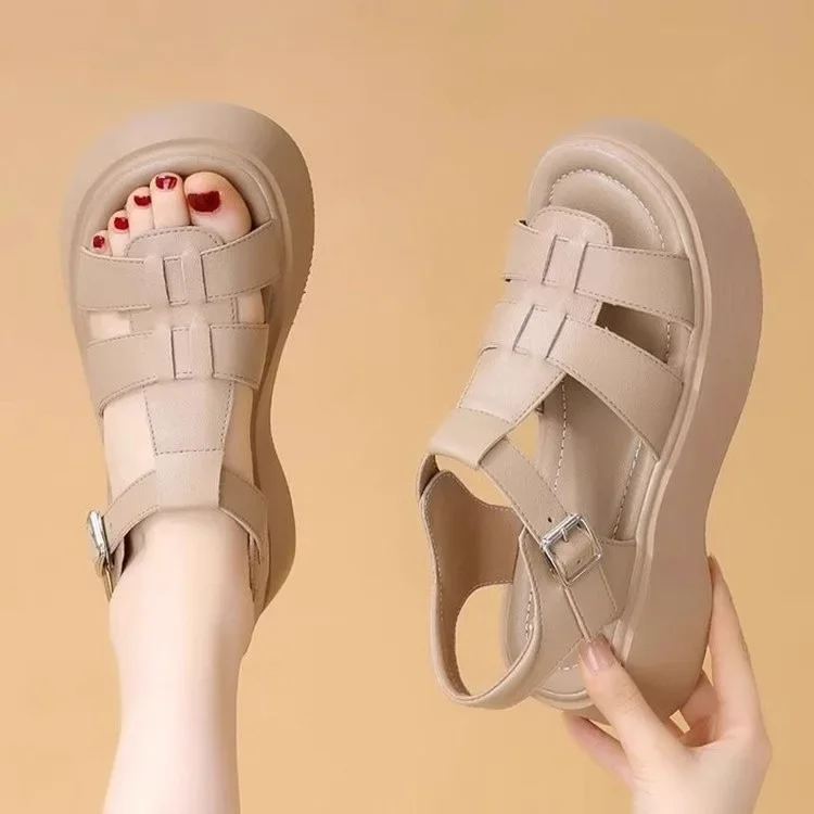Women Platform Sandals  New Summer Outdoor Sport Breathable Vintage Roman Shoes Comfortable Fashion Buckle Strap Beach Shoes