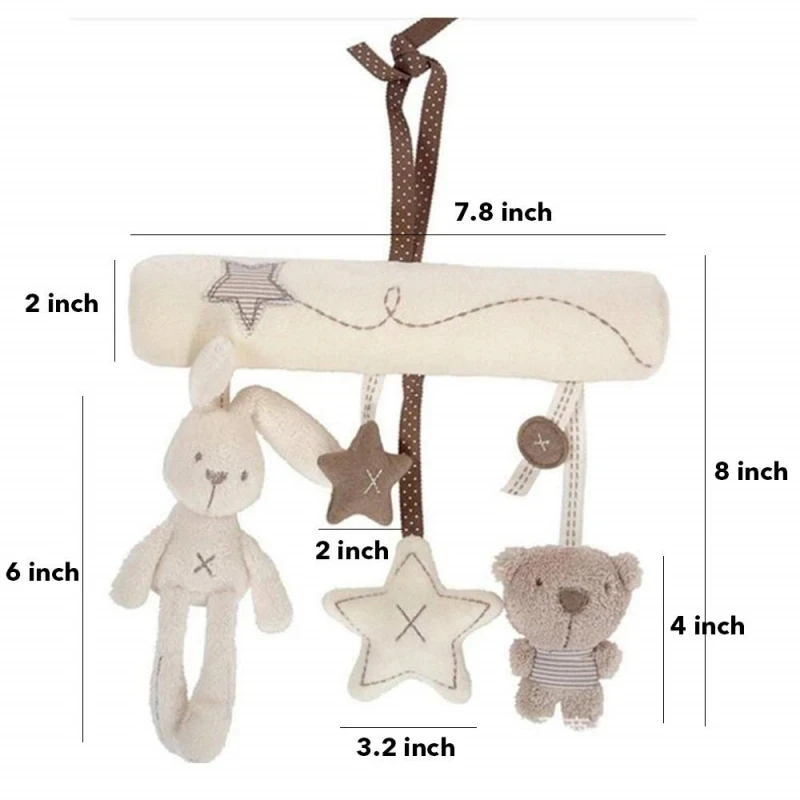 Baby Hanging Rattles Toys 0 12 Months Soft Rabbit Bear Activity Crib Stroller Toys Pram Hanging Pendant Bell Appease Plush Doll