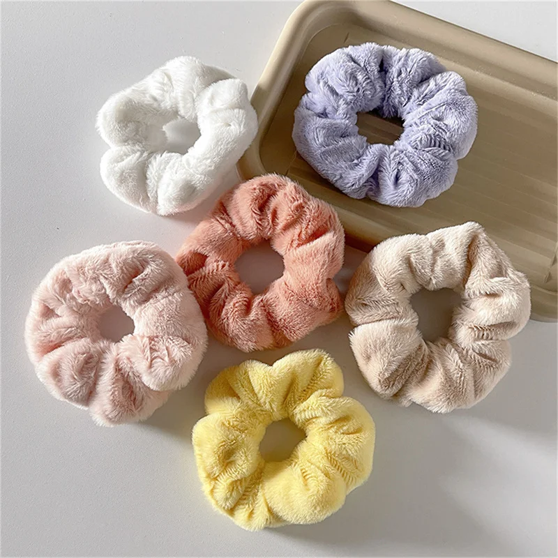 

Winter Warm Soft Hair Scrunchies Women Girls Cute Plush Elastic Hair Band Multicolor Rubber Band