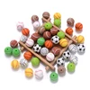 10Pcs 15mm Printed Silicone Beads Round Baseball Tennis Basketball Food Grade Teether Beads for DIY Baby Pacifier Chain Clip 2