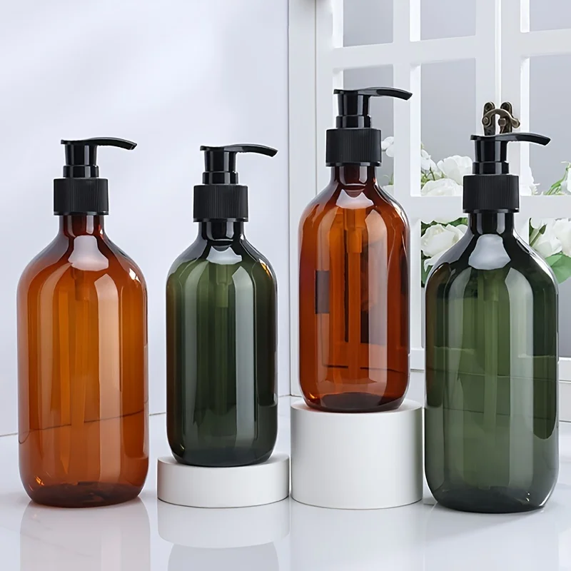 1pc 300ml 500ml dispensadores de sabão do banheiro âmbar shampoo loção recipiente imprensa bomba garrafa recarregável para banho sabão gel cosméticos