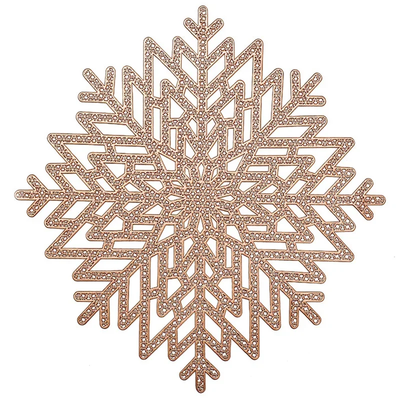

2PCS Christmas Snowflakes PVC Placemat Nordic Western Food Mat Insulation Waterproof Anti-slip Table Mats Gold Silver Placemats