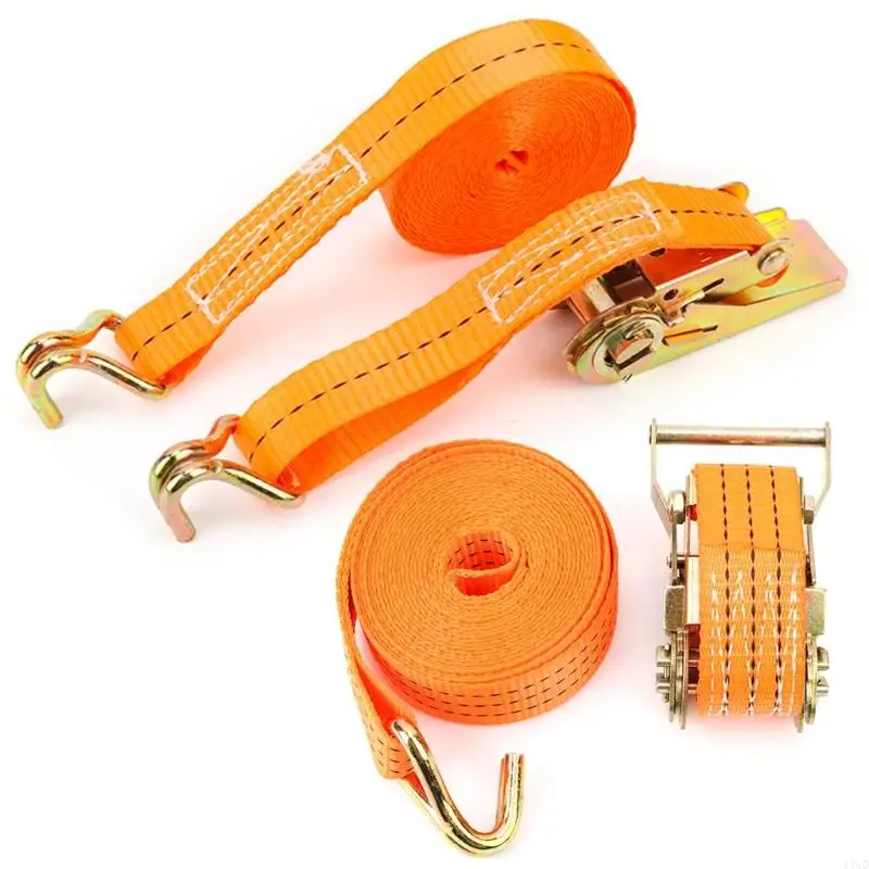 5/6/8/10M Ratchet Tie Down Cargo Straps Metal Hooks Heavy Duty Lashing Strap 11UD