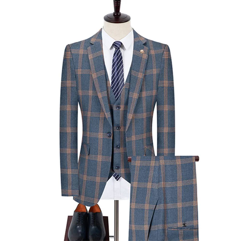 Elegant Suits for Men 2023 New in Casual Business Blazers Pants Vest Set 3 Pieces Set Men's Luxury Formal Suit for Wedding