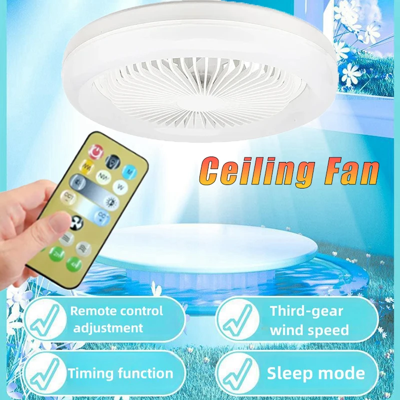 Smart 2 In 1 Ceiling Fan With Remote Control Lighting E27 Conversion Base  Lighting Base Suitable for Bedroom and Living