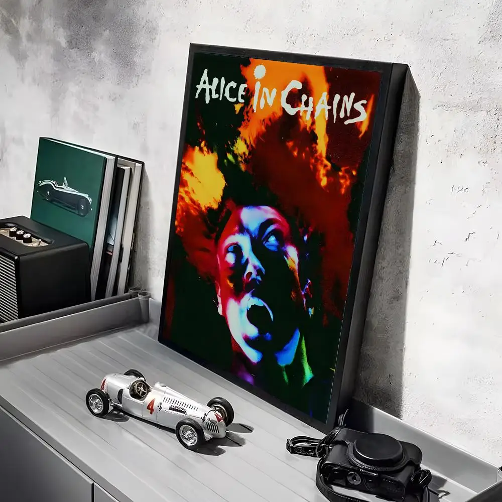 A-Alice in Ketten Band Poster Aufkleber Wandmalerei Selbstklebende Dekoration für Schlafzimmer Wohnzimmer Zuhause HD Wandtattoos Geschenk – Detail 8