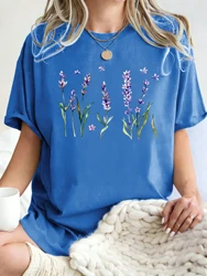 Fresh Lavender Flowers Women's Oversized Breathable Cotton Crewneck T - Shirt - XXXL (Blue)