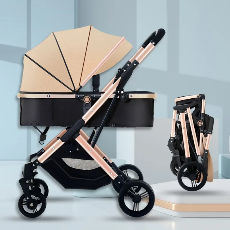 Lightweight Stroller High Landscape Foldable Newborn Travel Stroller Four Wheels Two-way Swivel Seat Portable Baby Stroller