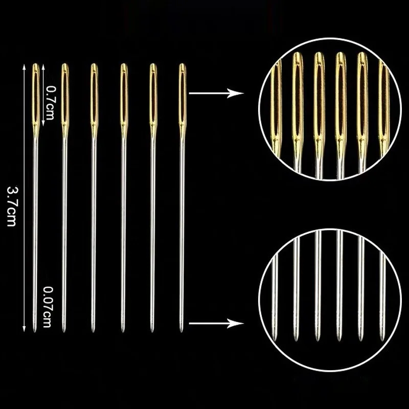 30 PCS Stainless Steel Cross Stitch Needles with Needle Threader Hand Stitching Needles Embroidery Home Sewing Needlework Tools