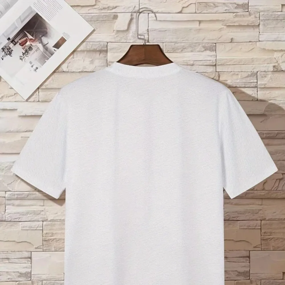 Men oversized fashion loose American vintage letter print short sleeve round neck versatile trend couple outfit