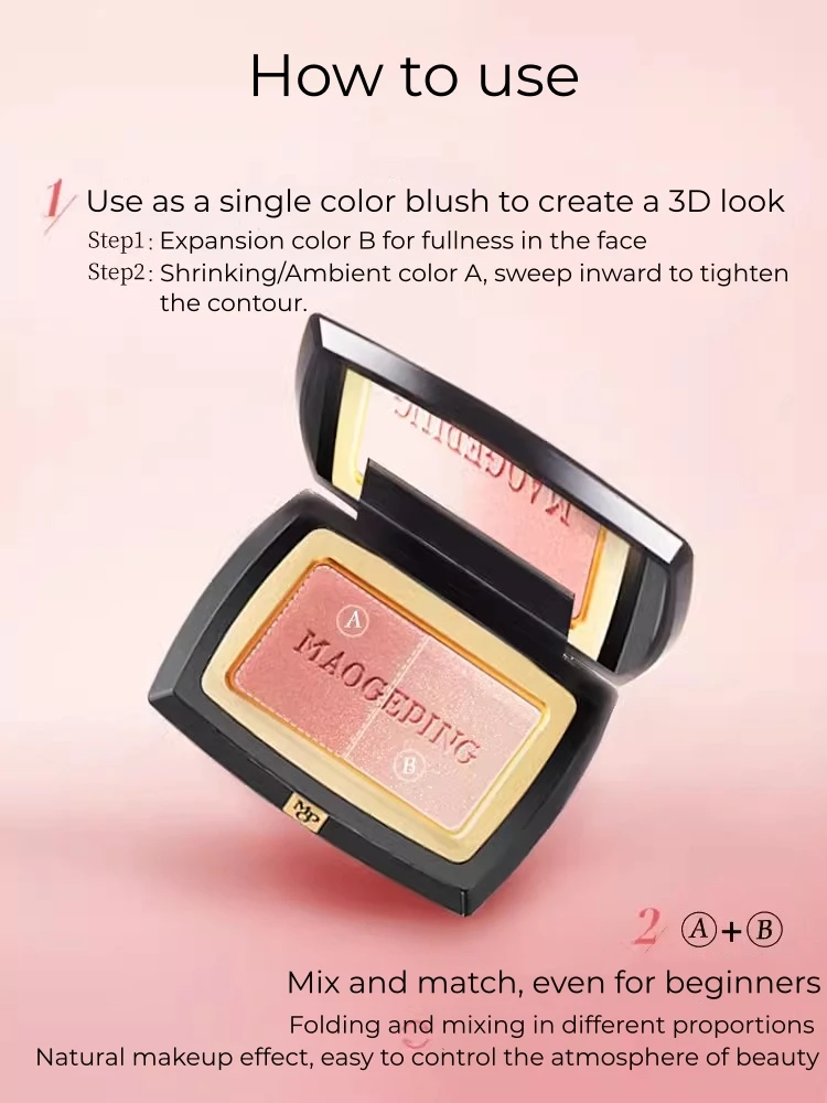MAOGEPING Cloudy Pleasures Gradual Blush Natural Brightening Expanding Color Powder Blush Palette 4G Face Makeup Cosmetics 4