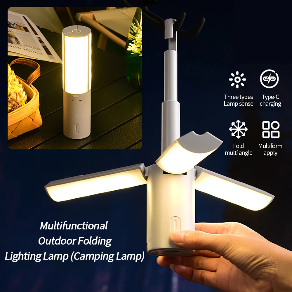 

Hot Folding Outdoor Camping Portable Rechargeable High Capacity Lighting Student Dormitory Hanging Tent Hanging Light Lantern