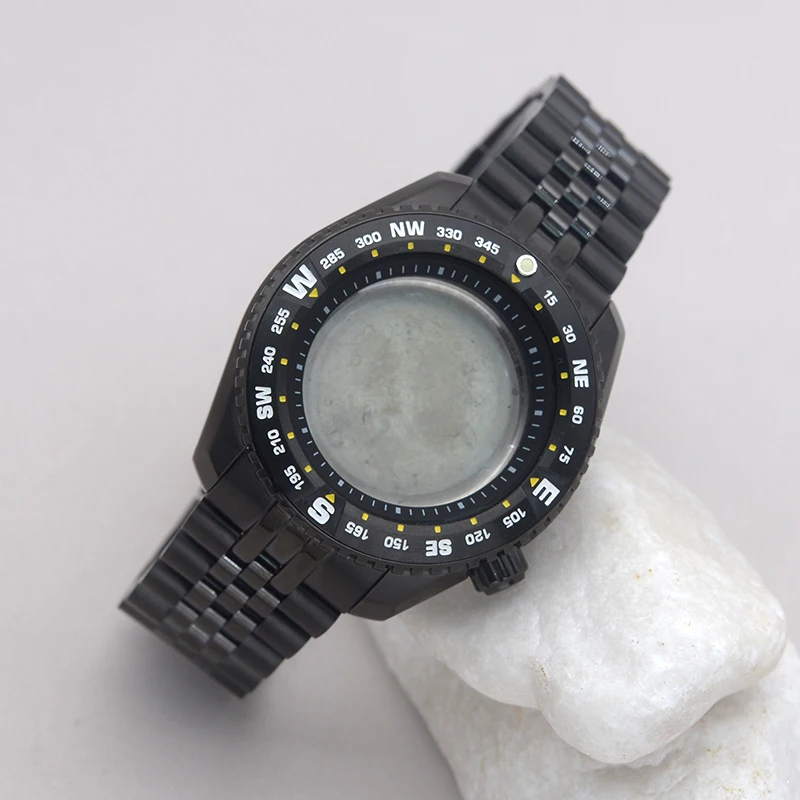 Black Seiko Watch Cases Fashion Bezel Insert With Strap Fits Prospex SNR025 NH36 7S26 NH35 Movement Watch Repair Replace Parts