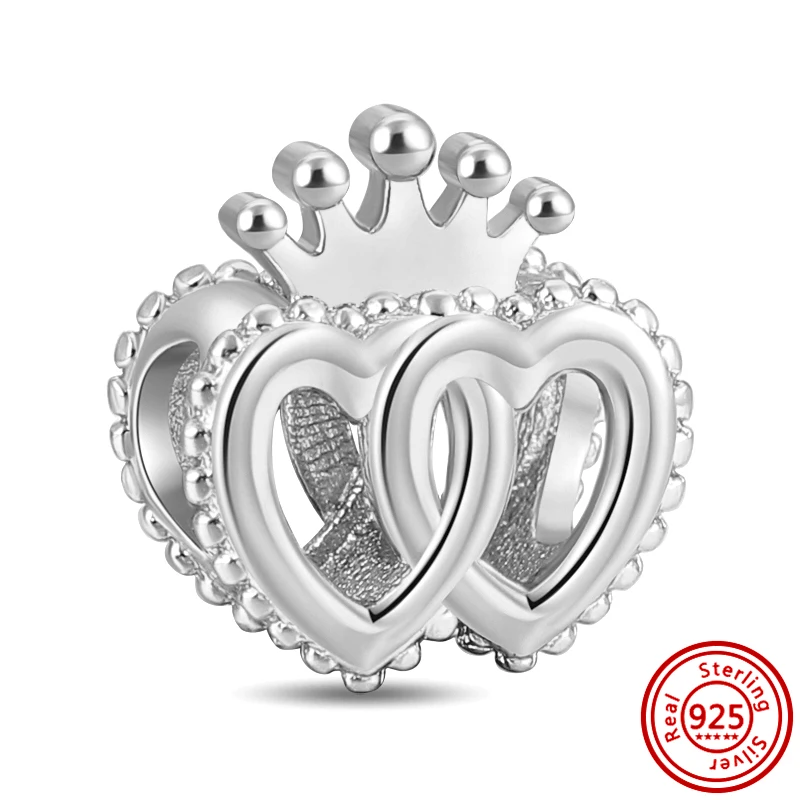 Nový 925 mincovní stříbro láska srdce kolo šťastný dutý korále vhodný originální pandoru okouzluje náramek bangles DIY vytváření šperků dar
