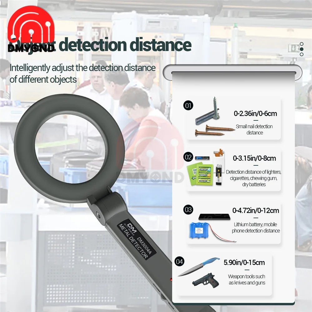 Metal Detector DM3004A Handheld Alarm High Sensitivity Metal Scanner Security Checker Pinpointer Search Coil Metal Detect