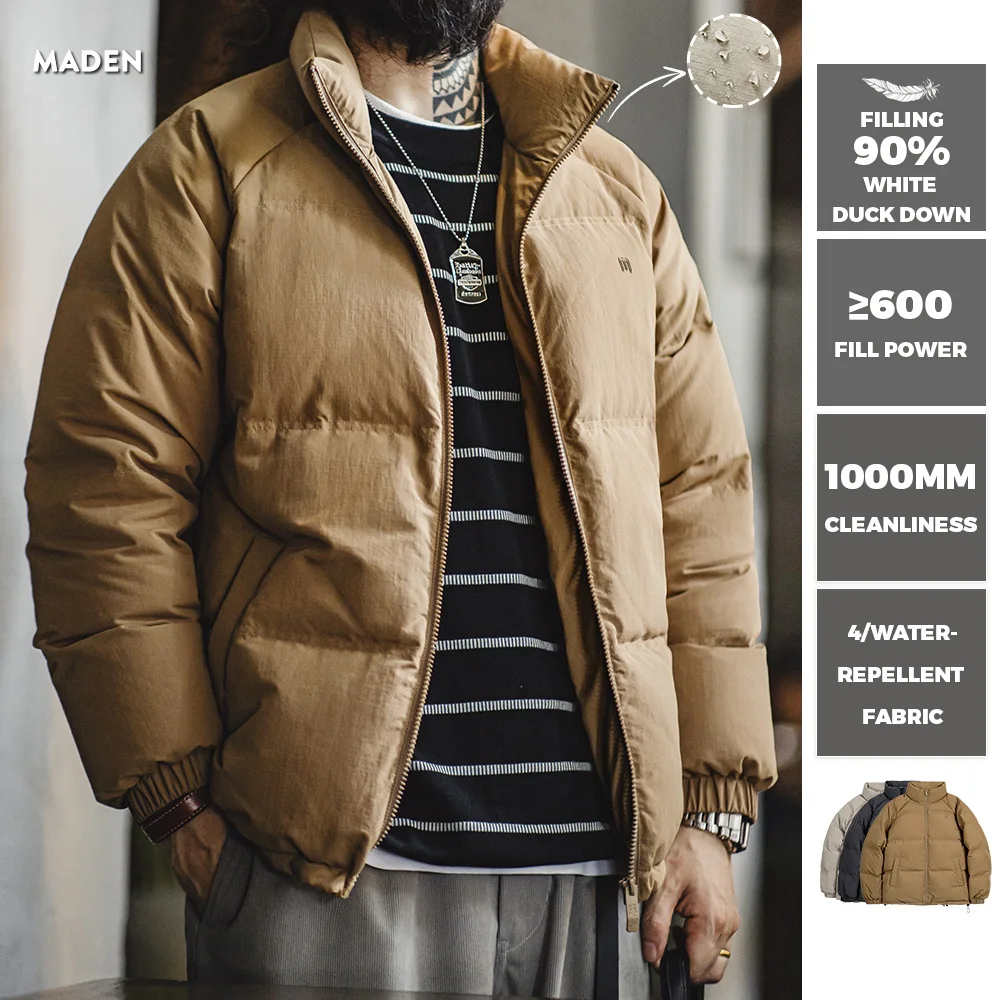 Maden Winter Down Jacket for Men White Duck Down Filling Outdoor 4-Grade Waterproof Stand-up Collar Coat Thickened Warm Jacket down jacket mens jacket