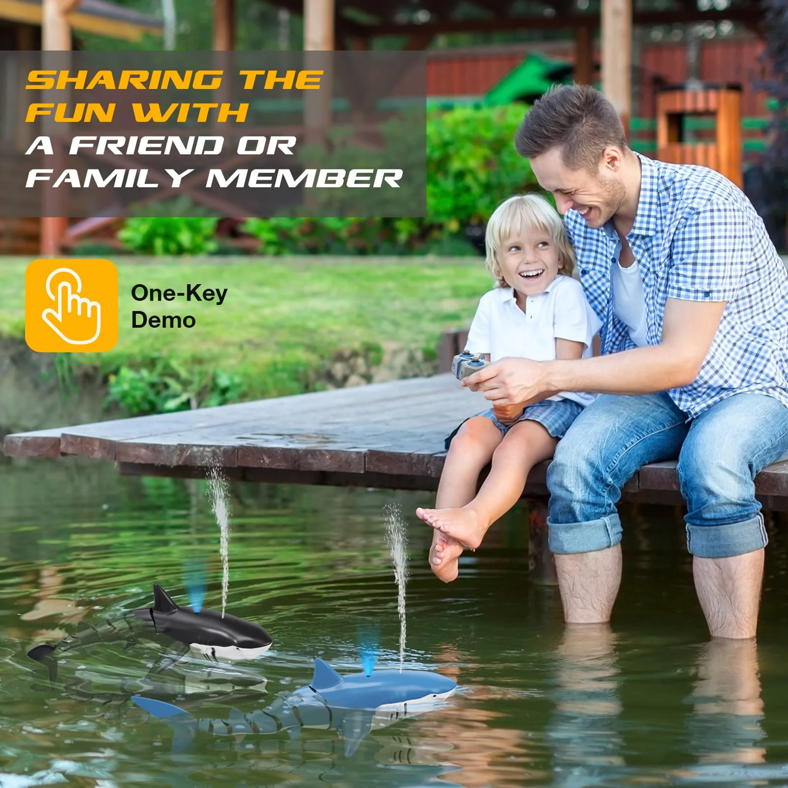 RC Boat 2.4G Remote Controlled Shark Whale Spray Water Radio Controlled Boats outdoor lake swimming pool Toys for boys Children 4