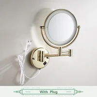 Rose Gold Led Folding Bathroom Mirror Wall Mounted Lighted Home Hotell Bathroom Makeup Mirror 5X Magnifying Plug Bath Mirrors - Image 6