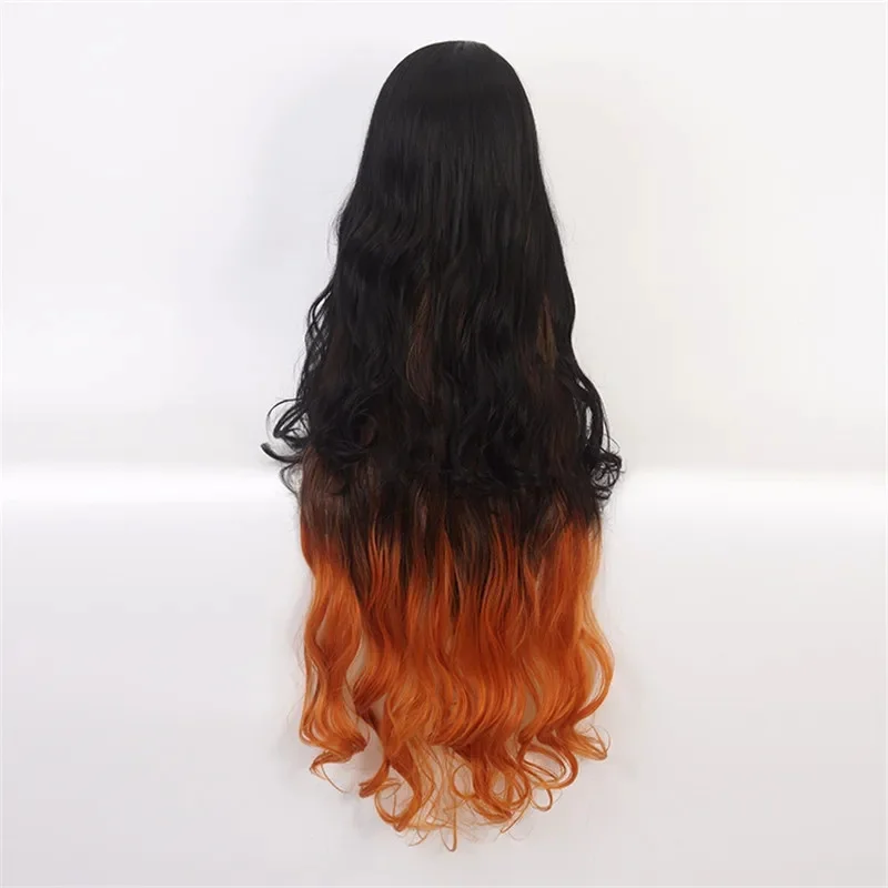 Cosplay Costume Anime Kamado Nezuko Pruik Cosplay Gradi&euml;nt Lang Haar Uniformen Accessoires Hittebestendige Synthetische Pruiken