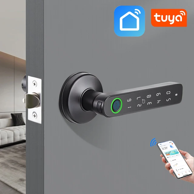Keyless Spherical Tuya Intelligent Fingerprint Password APP Card Bedroom Door Lock Support Remote Control Unlock 3