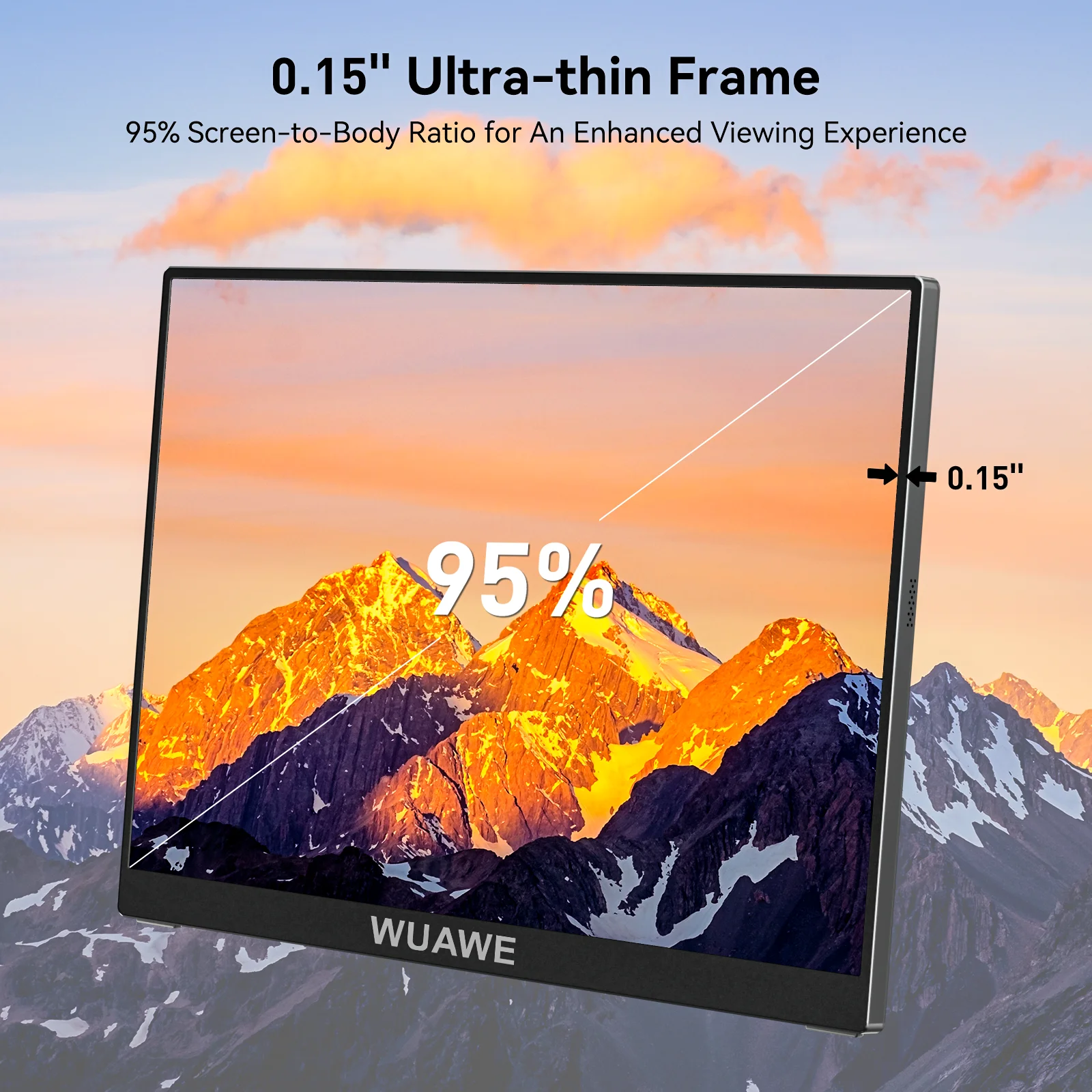Christmas Gifts 15.6-inch 60HZ Gaming Portable Monitor, 16:9 1080P IPS Display LCD FHD External Second Computer Screen for Phone
