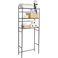 Over The Toilet Storage Rack, Bathroom Organizer, Bathroom Shelves, Metal, 23.5" L x 10.25" W x 70.5" H, Black 2