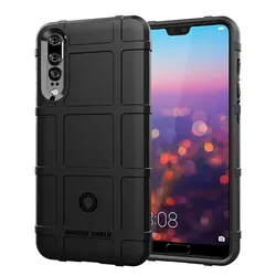 Shockproof Matte Armor Shield Silicone Case - Anti-Slip Rubber Back Cover for Huawei P20 Pro (Black)