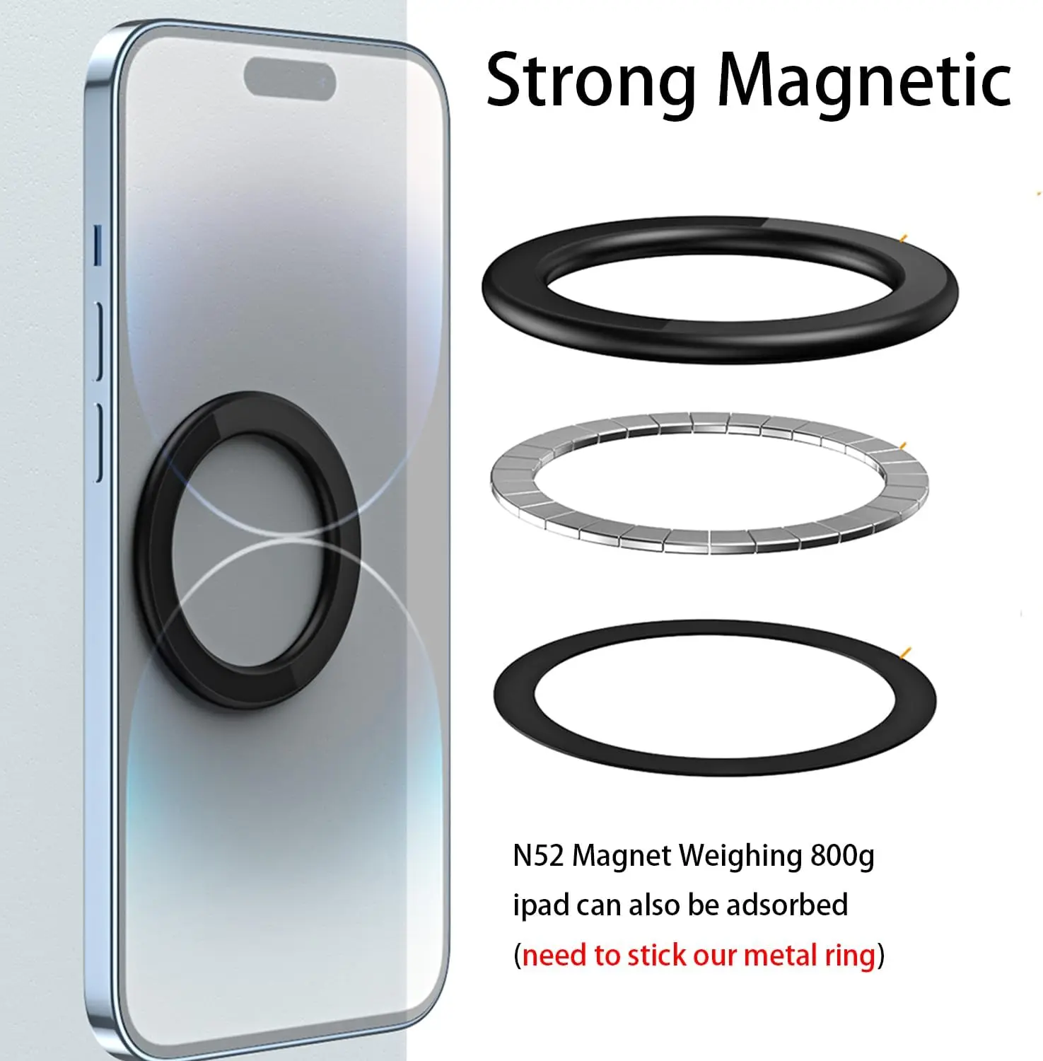 Universal Magnetic Phone Holder and Stand for Wall, Kitchen, and Car