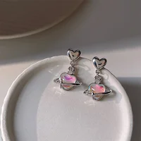 Y2K Heart Planet Drop Earrings for Women Harajuku Fashion Punk Girl Crystal Stars Earring 2025 Korean Trendy Party Jewelry Gifts - Image 5