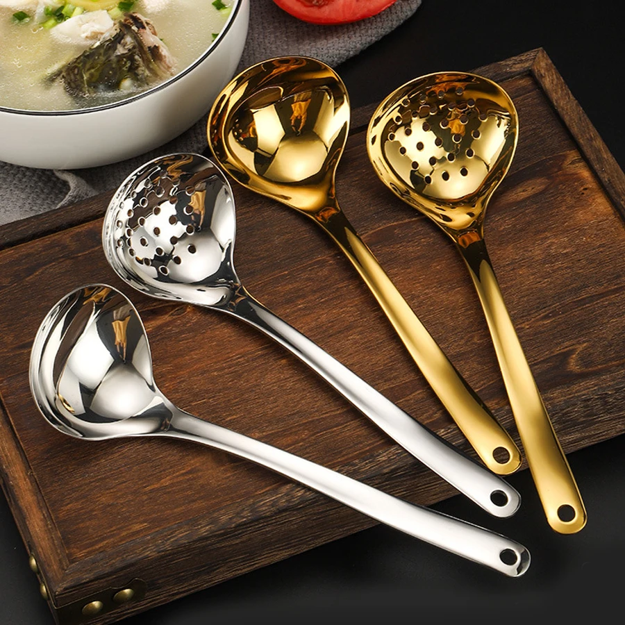 304 Stainless Steel Spoon Colander Thickeneded Cooking Spoon Large Kitchen Tool