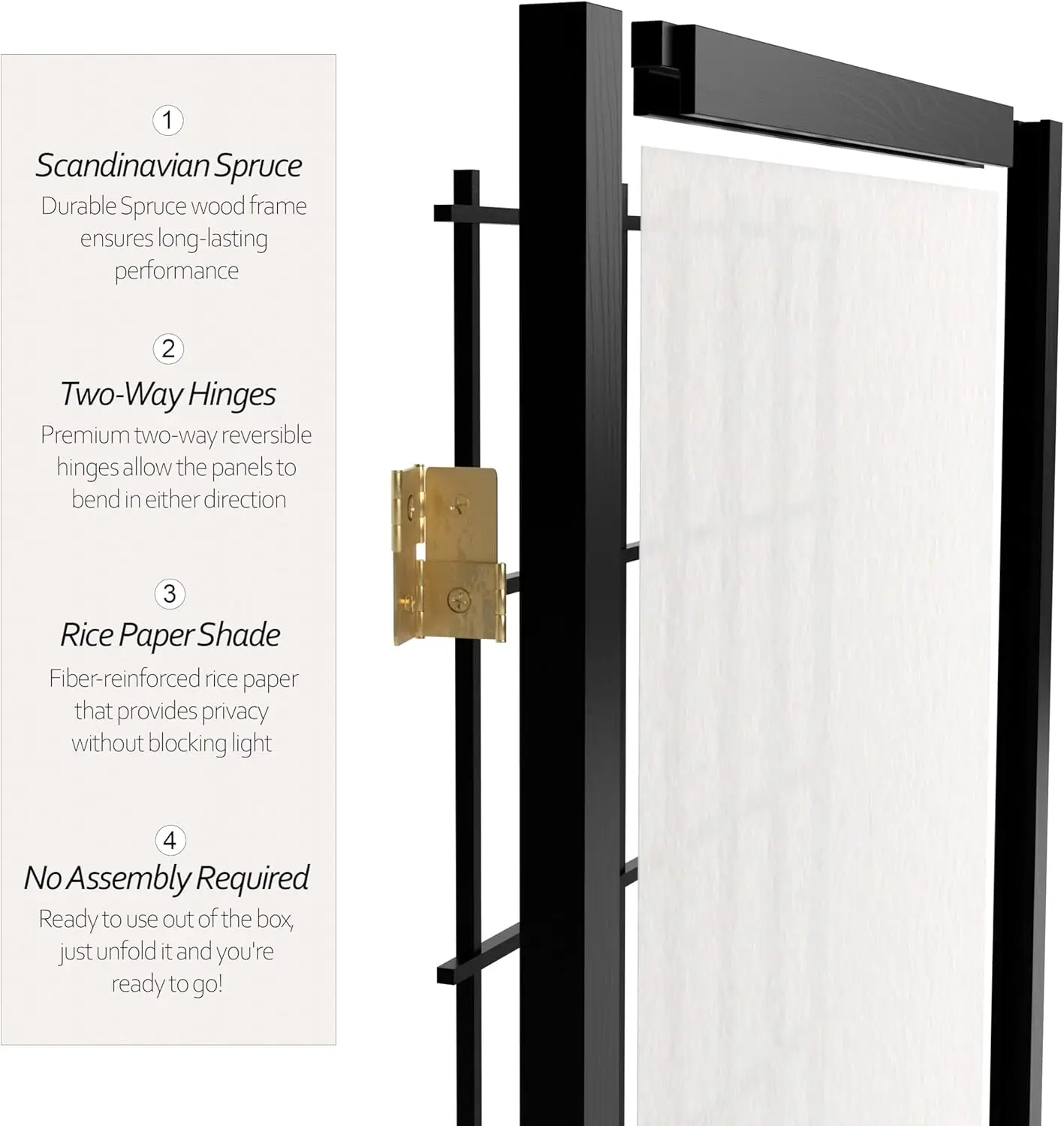 Wp60-Blk-3P Folding Screen, 3 Panel, Black 4