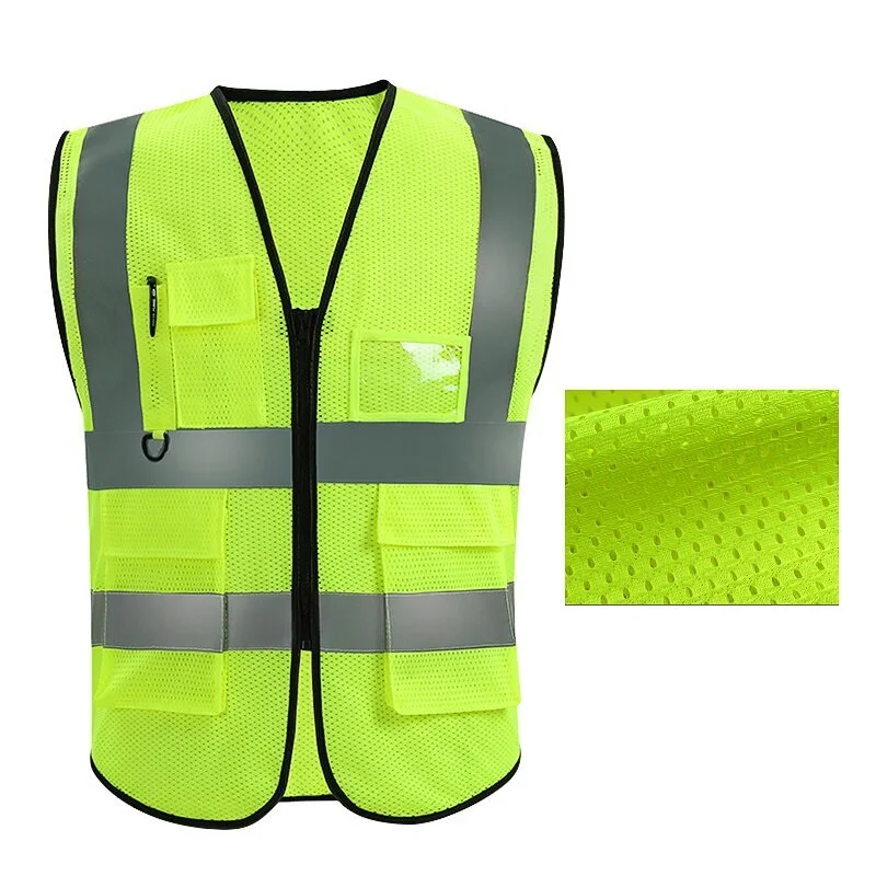 Breathable Reflective Vest Grid Type Multi-pocket for Traffic Railway Coal Miners Builders Running Sports Safety for Reflective Safety Vest